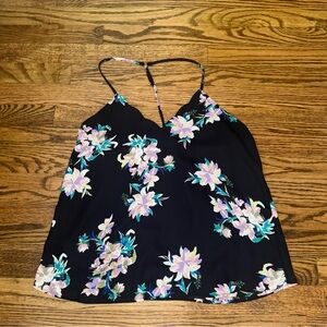 Nine Britton Black Scallop floral Tank top Blouse